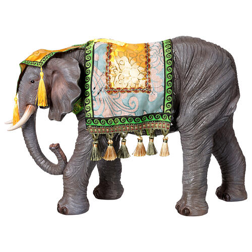 Elefante con manta resina colorida belén 40 cm 1