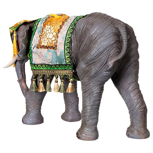 Éléphant avec couverture en résine colorée crèche 40 cm 8