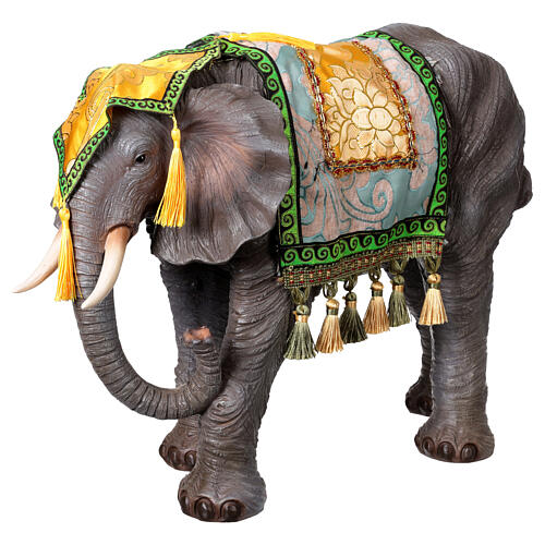 Elefante con coperta resina colorata presepe 40 cm 3