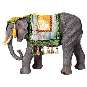 Elefante com manta de resina colorida para presépio 40 cm