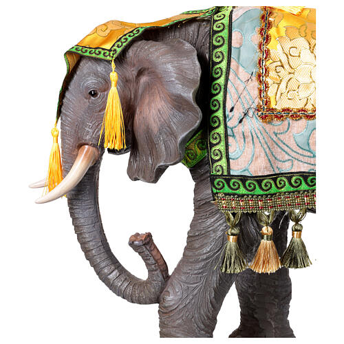 Elefante com manta de resina colorida para presépio 40 cm 2