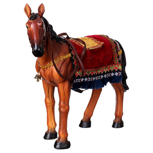 Caballo con silla adornada belén resina 40 cm 3