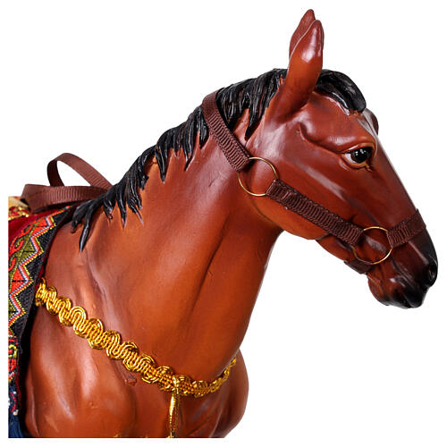 Caballo con silla adornada belén resina 40 cm 4