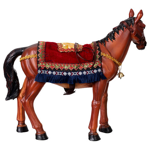 Caballo con silla adornada belén resina 40 cm 7