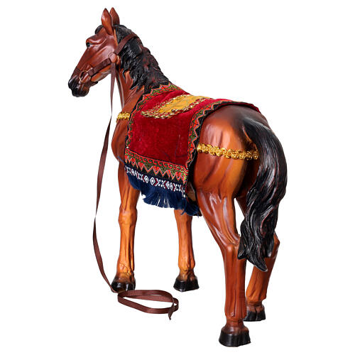 Caballo con silla adornada belén resina 40 cm 8