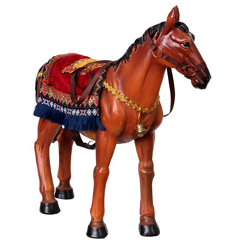 Cavalo com sela adornada resina presépio 40 cm 5
