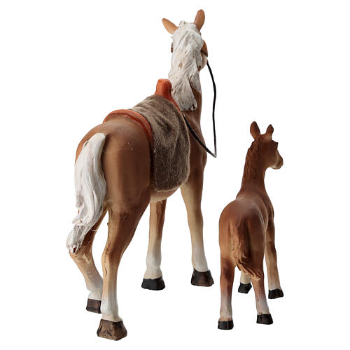 Cheval et poulain en résine pour crèche 10 cm 6
