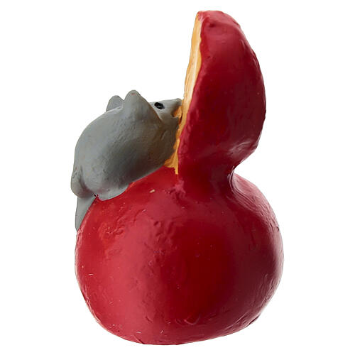 Topo con formaggio rosso presepe 8-10 cm resina 3