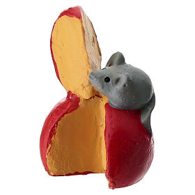 Rato com queijo vermelho para presépio 8-10 cm em resina