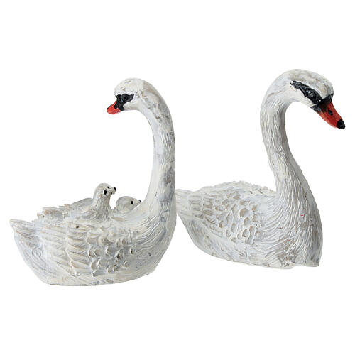 Famille de cygnes pour crèche 8-10 cm résine 3