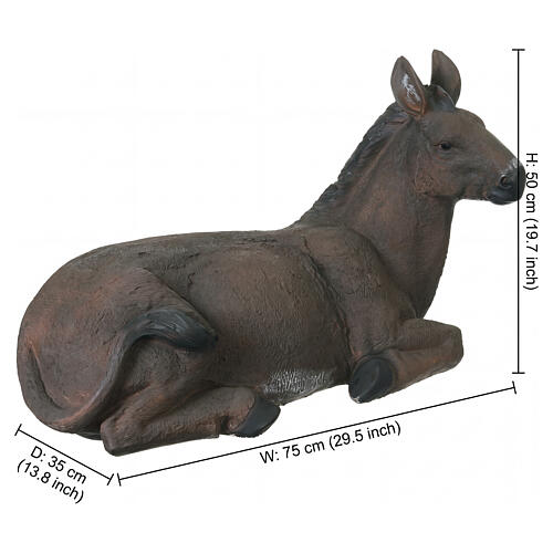 Burro tumbado de resina 50x75x35 cm para belén de 80 cm 2