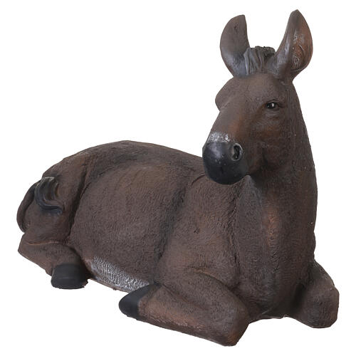 Burro tumbado de resina 50x75x35 cm para belén de 80 cm 3