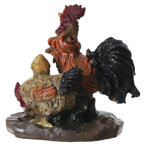 Gallo con gallina e pulcini su base per presepe 10-12 cm  4