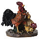 Gallo con gallina e pulcini su base per presepe 10-12 cm  s1