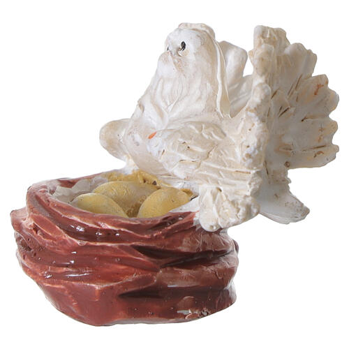 Coppia di colombe con nido e uova per presepe 6-8 cm 3