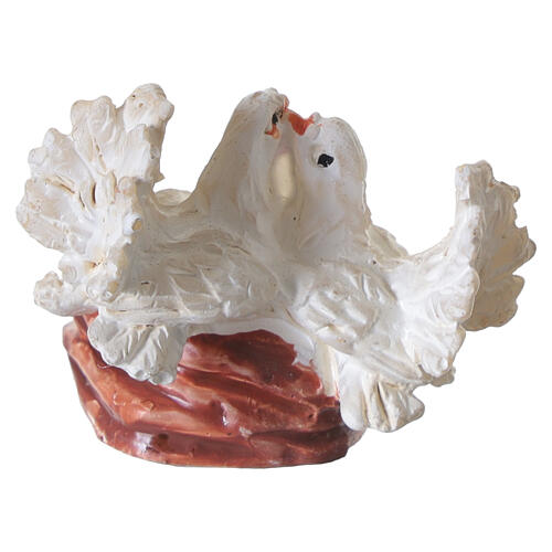 Coppia di colombe con nido e uova per presepe 6-8 cm 4