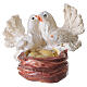 Coppia di colombe con nido e uova per presepe 6-8 cm s1