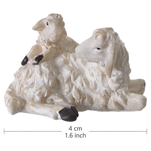 Gruppi di pecore bianche con agnelli per presepe 6-8 cm 2