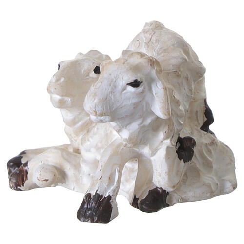 Gruppi di pecore bianche con agnelli per presepe 6-8 cm 3