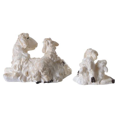 Gruppi di pecore bianche con agnelli per presepe 6-8 cm 4