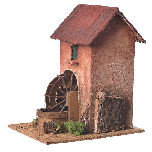 House with water mill for nativities measuring 23x15x20cm 2
