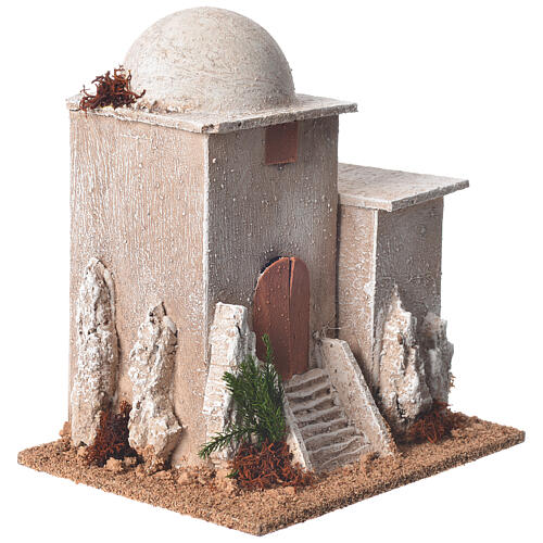 Casa com cúpula estilo palestino miniatura para presépio 17x15x12 cm 3