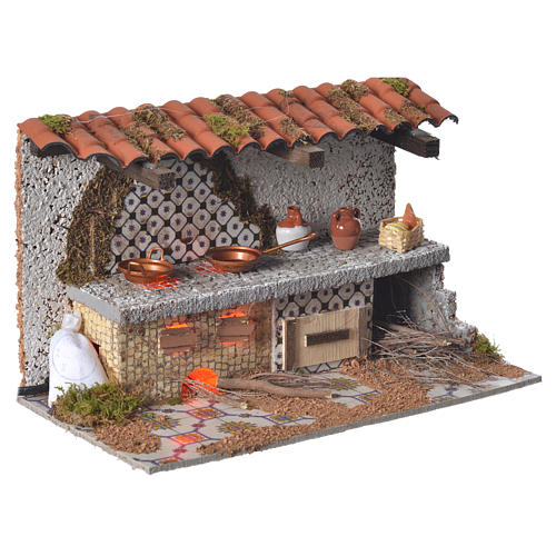 Nativity kitchen with flame effect lamp 17x28x25cm 2