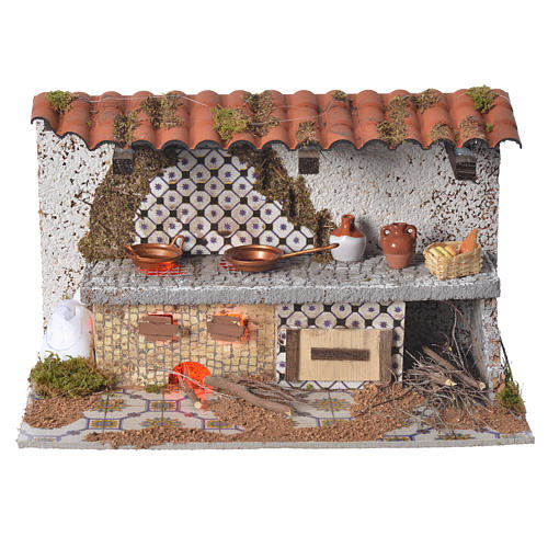 Nativity kitchen with flame effect lamp 17x28x25cm 1