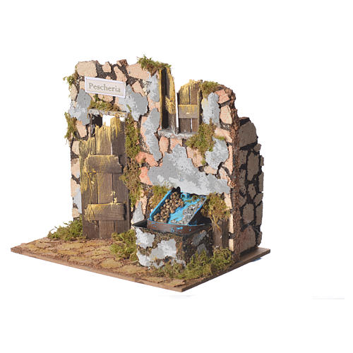 Fish shop for nativities with fountain measuring 18x20x14cm 2