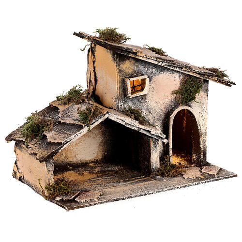Wooden stable, Neapolitan Nativity 16X24X14cm 3