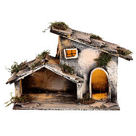 Stalla legno paglia presepe Napoli 16X24X14 cm