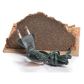 Neapolitan Nativity Scene: Illuminated nativity scene with fire 8x15x15cm