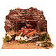 Illuminated nativity scene with fire 8x15x15cm s1