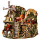 Illuminated nativity setting with stable, houses and mill 42x59x35cm s3