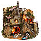 Illuminated nativity setting with stable, houses and mill 42x59x35cm s4