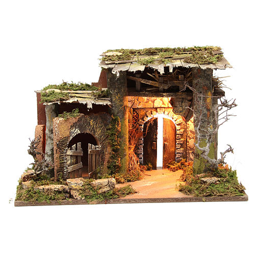 Illuminated stable setting for nativities, 36x50x26cm 1