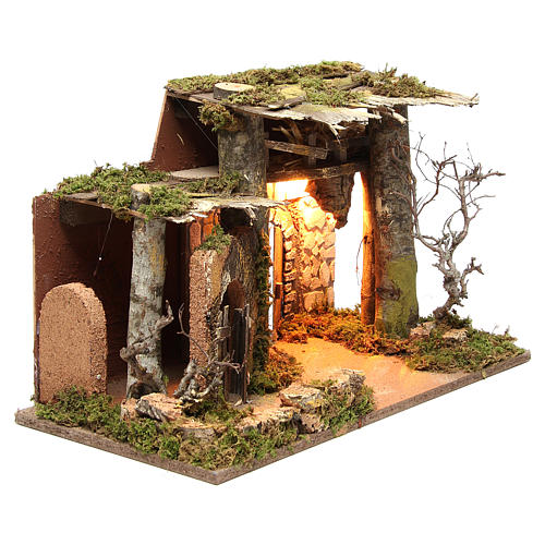 Illuminated stable setting for nativities, 36x50x26cm 3