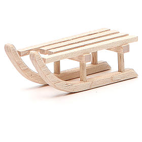 Trenó miniatura madeira para presépio h 2x6,5x2,5 cm