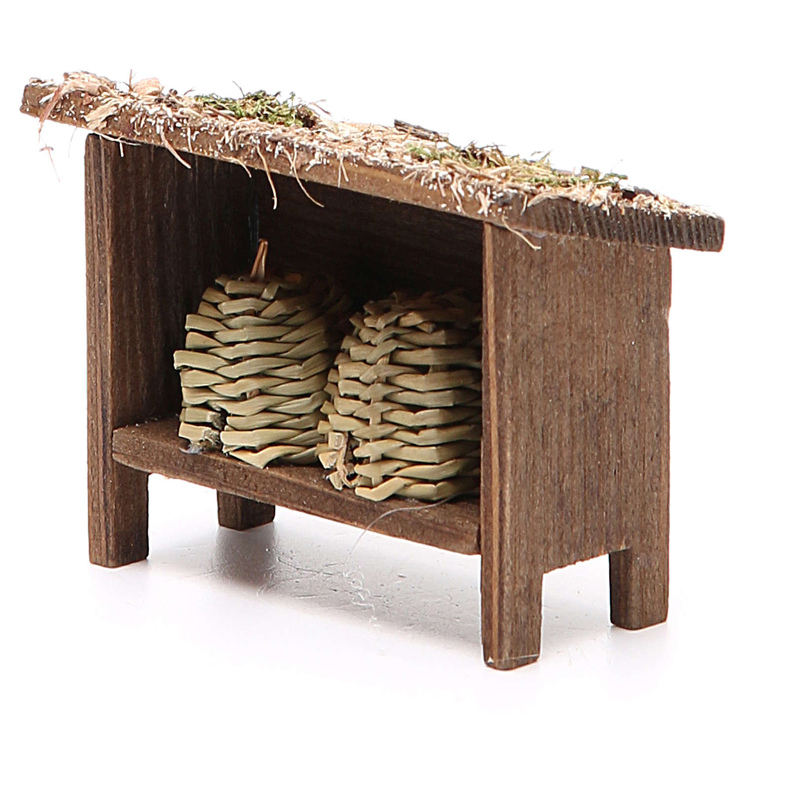 Bienenstock aus Holz und Korbgeflecht 6x7x3cm | Online Verfauf auf HOLYART