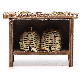 Beehive in wood and wicker h. 6x7x3cm