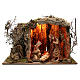 Cabaña para belén iluminada con figuras 32 cm y efecto fuego 55x76x40 cm s1