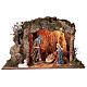 Capanna presepe illuminata con statue 32 cm e eff fuoco 55x76x40 s9