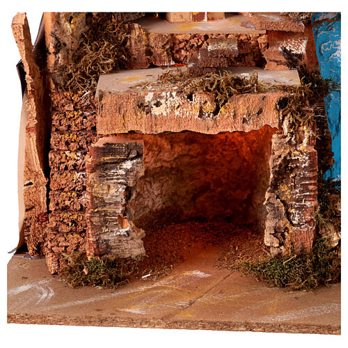 Pueblo rústico con cueva y molino de viento iluminado 50x80x50 cm 4