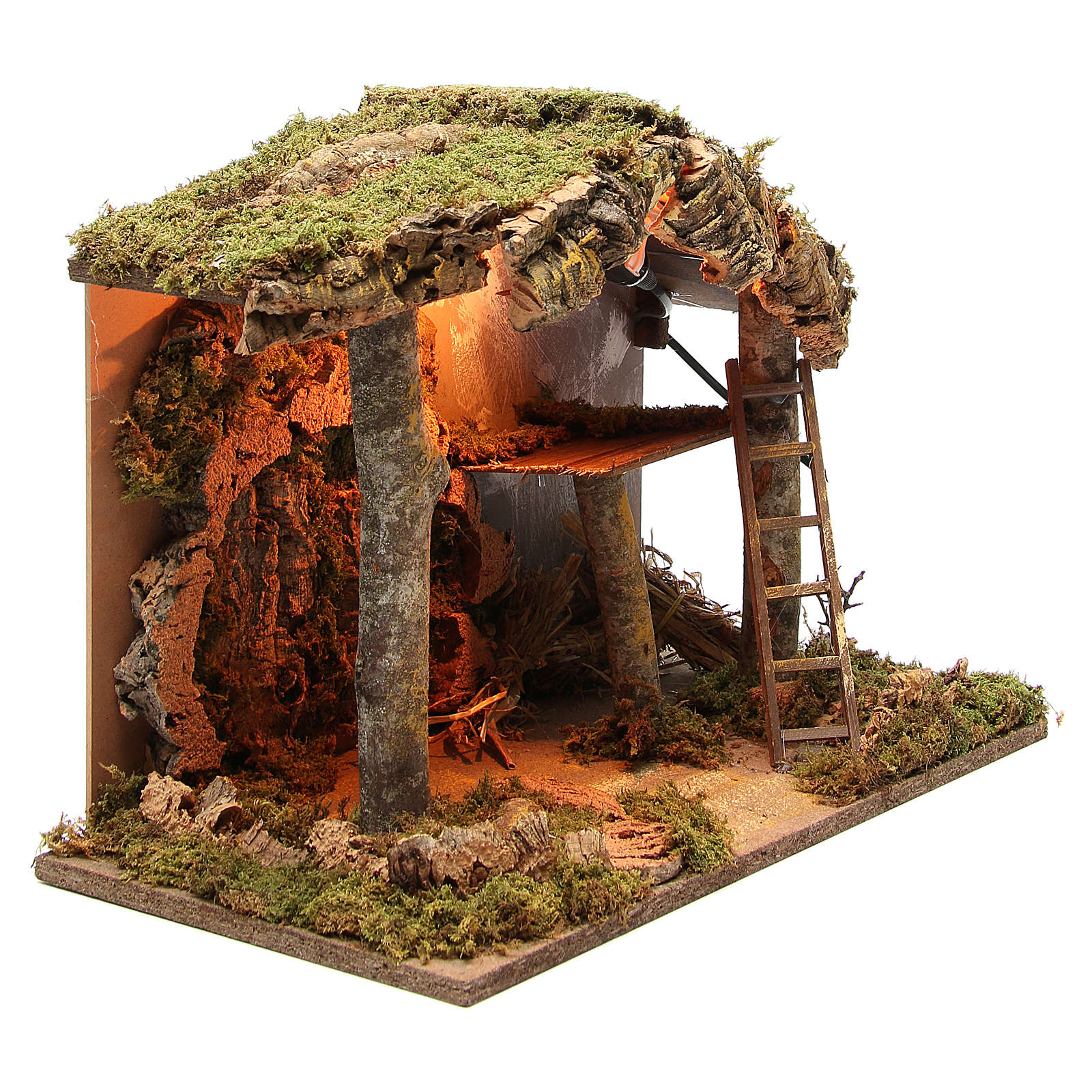 Capanna Presepe Grande Da Esterno Capanna presepe illuminata con scala 36x50x26 cm | vendita online su