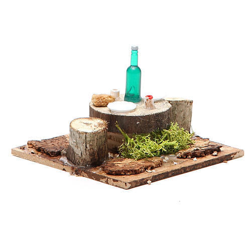 Wooden table with base for nativities measuring 2.5x9x9cm, assorted models 4
