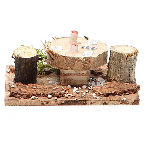 Wooden table with base for nativities measuring 2.5x9x9cm, assorted models 2