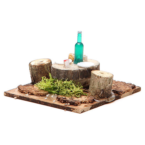 Wooden table with base for nativities measuring 2.5x9x9cm, assorted models 3