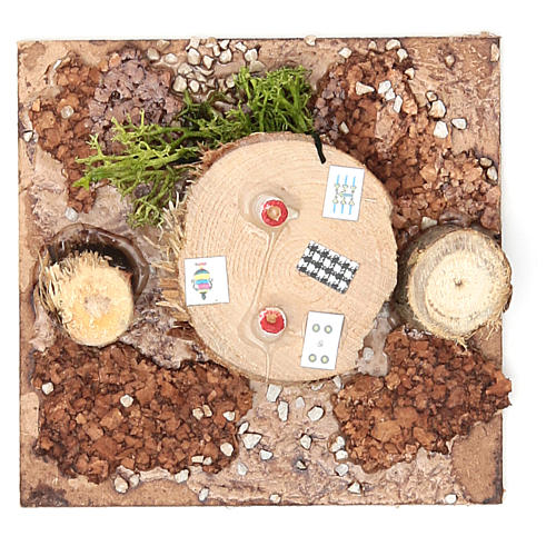 Wooden table with base for nativities measuring 2.5x9x9cm, assorted models 7