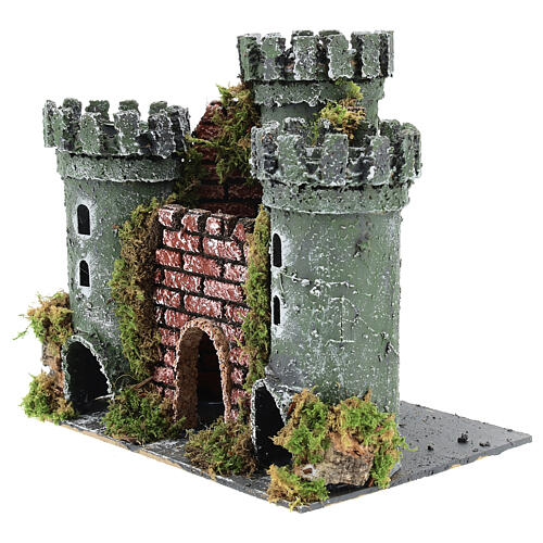 Castle with 3 towers for nativities measuring 18x20x14cm 2