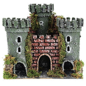 Castelo em miniatura para presépio 3 torres 18x20x14cm
